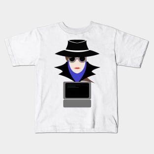 Lady Black (Cauc W/Computer): A Cybersecurity Design Kids T-Shirt